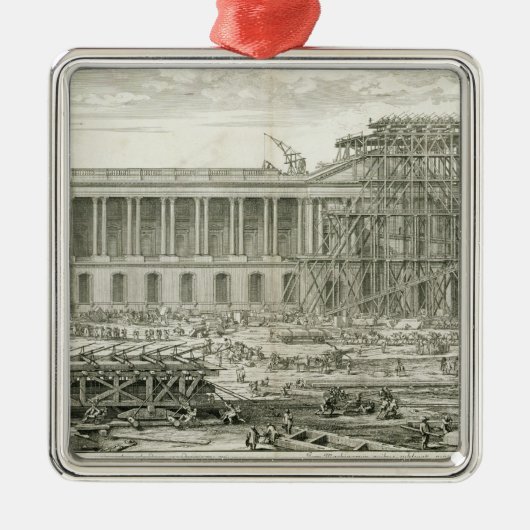 Bouw van de hoofdingang van het Louvre, Parijs Metalen Ornament (Voorkant)