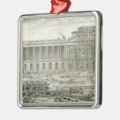 Bouw van de hoofdingang van het Louvre, Parijs Metalen Ornament (Links)