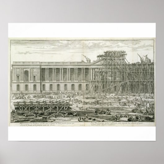 Bouw van de hoofdingang van het Louvre, Parijs Poster (Voorkant)