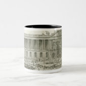 Bouw van de hoofdingang van het Louvre, Parijs Tweekleurige Koffiemok (Center)