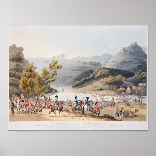Bouw van de rivier de Mondego, gegraveerd door C. Poster (Voorkant)