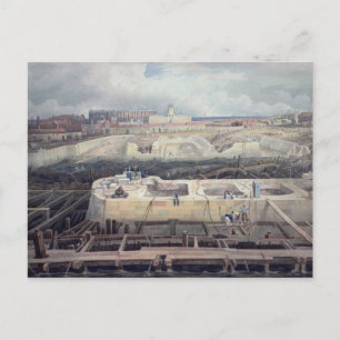 Bouw van dokken briefkaart