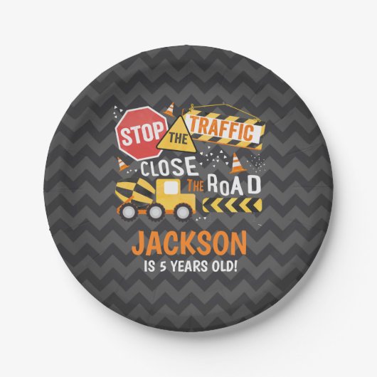 Bouw van een 'Birthday Party'-Bord, pompelwagen Papieren Bordje (Voorkant)