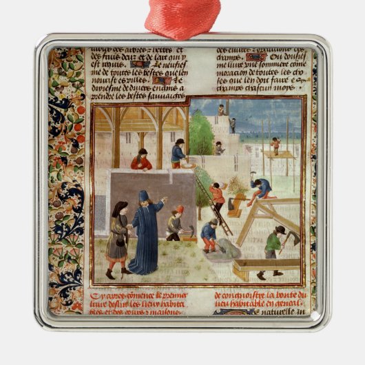 Bouw van een huis metalen ornament (Voorkant)