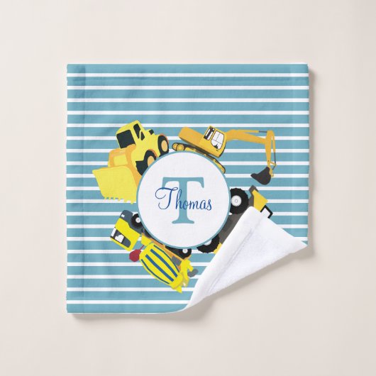 Bouw van een monogram met blauwe strepen bad handdoek (Wasdoekje)