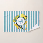 Bouw van een monogram met blauwe strepen bad handdoek (Handdoek)