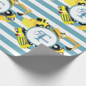 Bouw van een monogram met blauwe strepen cadeaupapier (Hoek)