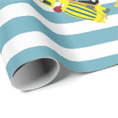 Bouw van een monogram met blauwe strepen cadeaupapier (Rol Hoek)