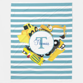 Bouw van een monogram met blauwe strepen fleece deken