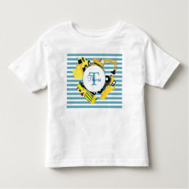 Bouw van een monogram met blauwe strepen kinder shirts