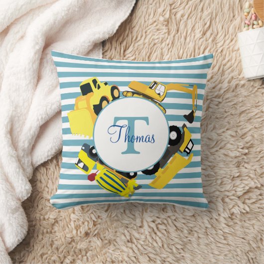 Bouw van een monogram met blauwe strepen kussen (Deken)