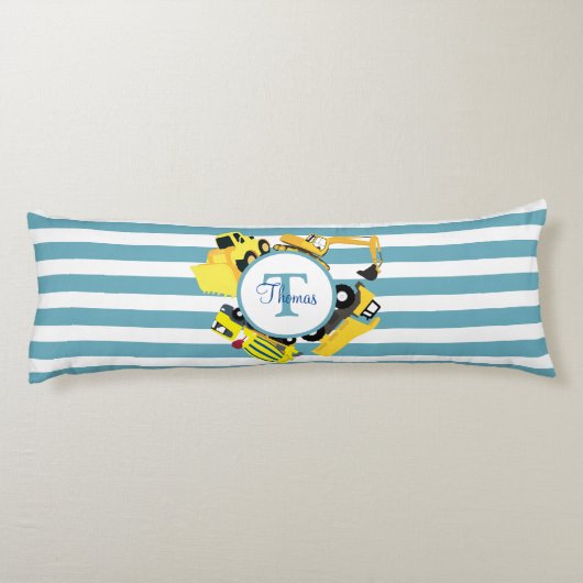 Bouw van een monogram met blauwe strepen lichaamskussen (Achterkant)