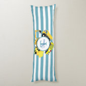 Bouw van een monogram met blauwe strepen lichaamskussen (Achterkant (Verticaal))