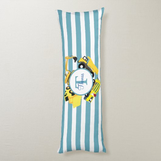 Bouw van een monogram met blauwe strepen lichaamskussen (Achterkant (Verticaal))