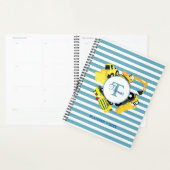 Bouw van een monogram met blauwe strepen planner (Display)