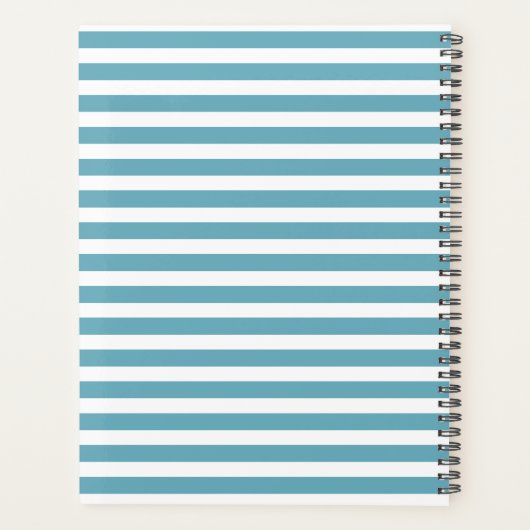 Bouw van een monogram met blauwe strepen planner (Achterkant)