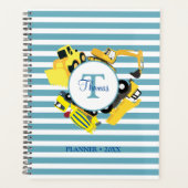 Bouw van een monogram met blauwe strepen planner (Voorkant)