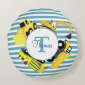 Bouw van een monogram met blauwe strepen rond kussen (Achterkant)