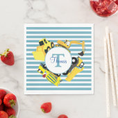 Bouw van een monogram met blauwe strepen servet (Insitu)