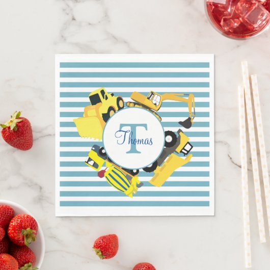 Bouw van een monogram met blauwe strepen servet (Insitu)