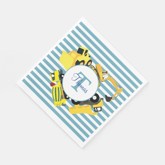 Bouw van een monogram met blauwe strepen servet (Hoek)