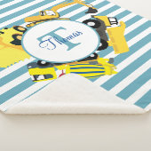 Bouw van een monogram met blauwe strepen sherpa deken (3/4)