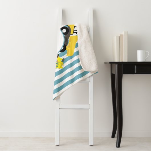 Bouw van een monogram met blauwe strepen sherpa deken (In situ)