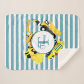 Bouw van een monogram met blauwe strepen sherpa deken (Voorkant (horizontaal))