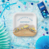 Bouw van een pomp voor vrachtwagens papieren bordje (Feest)