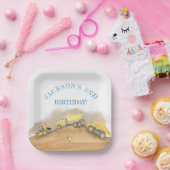 Bouw van een pomp voor vrachtwagens papieren bordje (Feest)