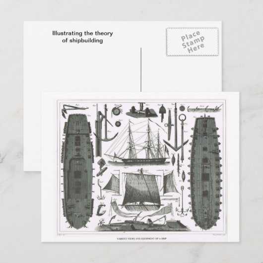 Bouw van een schip briefkaart (Voorkant / Achterkant)