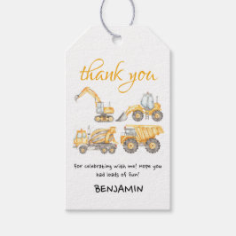 Bouw van een vrachtwagen op de vrachtwagen cadeaulabel