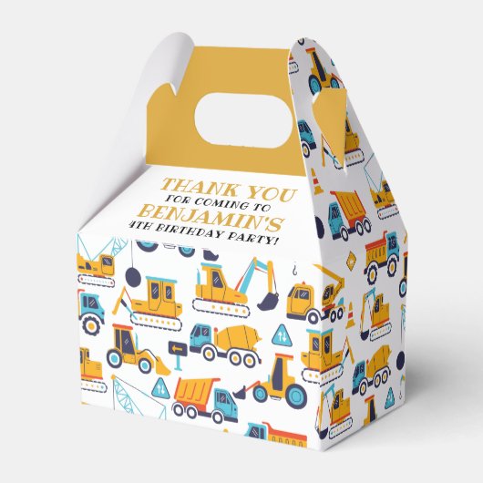 Bouw van een vrachtwagen op een dag bedankdoosjes (Achterkant)