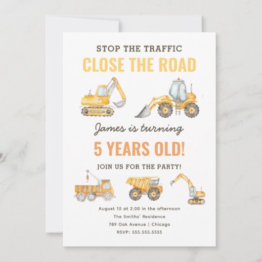 Bouw van een vrachtwagen op een dag kaart (Voorkant)