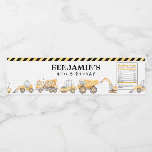 Bouw van een vrachtwagen op een dag waterfles etiket (Enkel label)