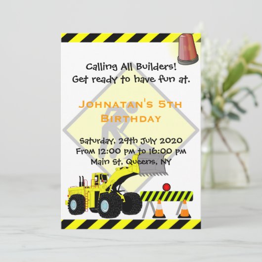 Bouw van graafmachines Vervroegde dag Kaart (Staand voorkant)