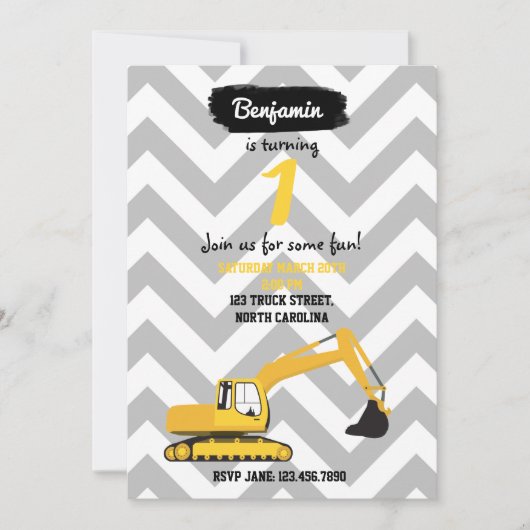 Bouw van graafmachines Vrachtdag uitnodiging (Voorkant)