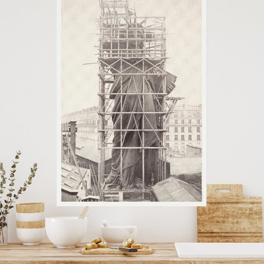 Bouw van het Vrijheidsbeeld Poster (Keuken)