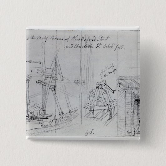 Bouw van nieuwe huizen vierkante button 5,1 cm (Voorkant)