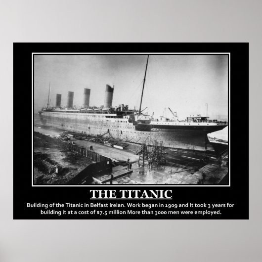 Bouw van Titanic 1909 Antiek Beeld Poster (Voorkant)