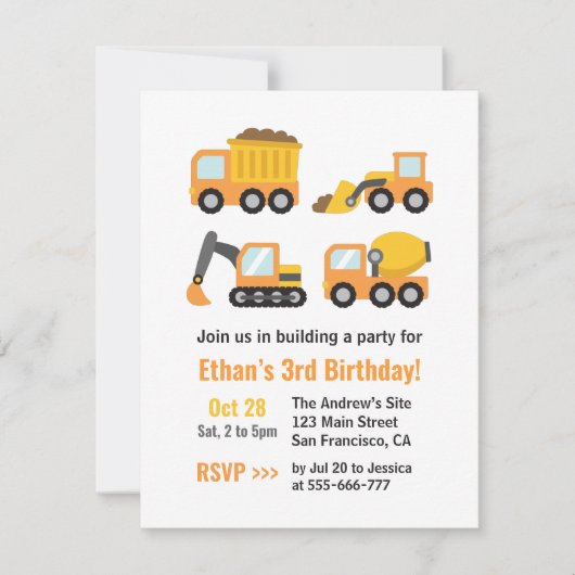 Bouw van voertuigen en vrachtwagens kaart (Voorkant)