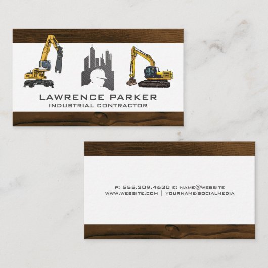 Bouw van voertuigen — Excavator | Bouwer-Logo Visitekaartje (Voorkant / Achterkant)