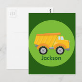 Bouw van vrachtwagen: groene gele Kinderen Briefkaart (Voorkant / Achterkant)