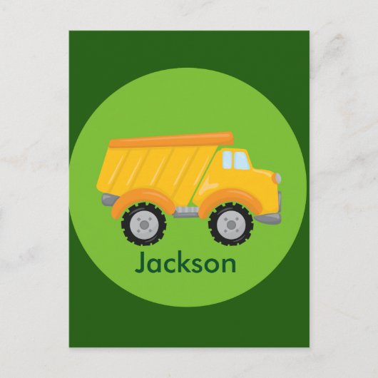 Bouw van vrachtwagen: groene gele Kinderen Briefkaart (Voorkant)
