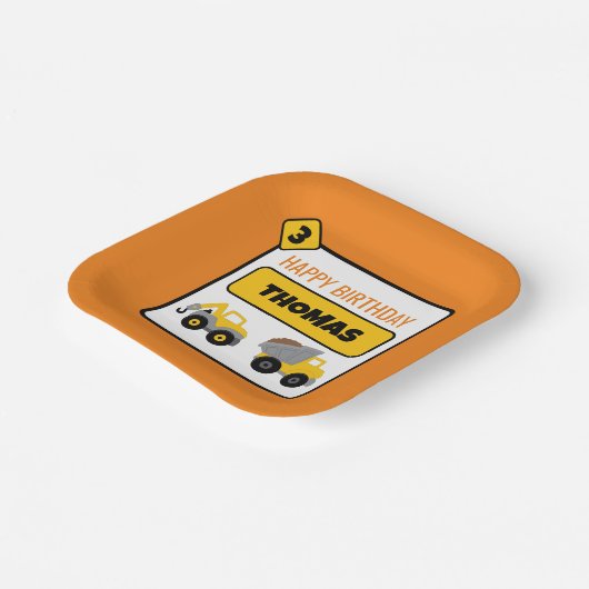 Bouw van vrachtwagen papieren bordje (Gebogen)