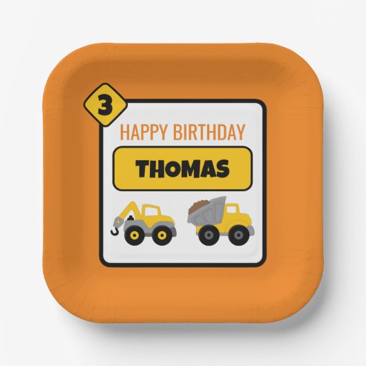 Bouw van vrachtwagen papieren bordje (Voorkant)