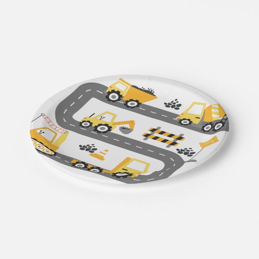 Bouw van vrachtwagen papieren bordje (Gekanteld)