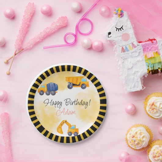 Bouw van vrachtwagen papieren bordje (Feest)