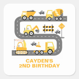 Bouw van vrachtwagen vierkante sticker