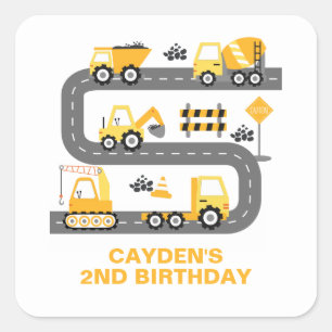 Bouw van vrachtwagen vierkante sticker